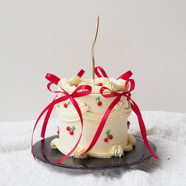 Cherry Ribbon Delight Cake | Ribbon and Cherry